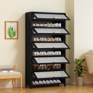 速发鞋架多层家用鞋子收纳柜门口放鞋神器室门经防型带内济尘实木