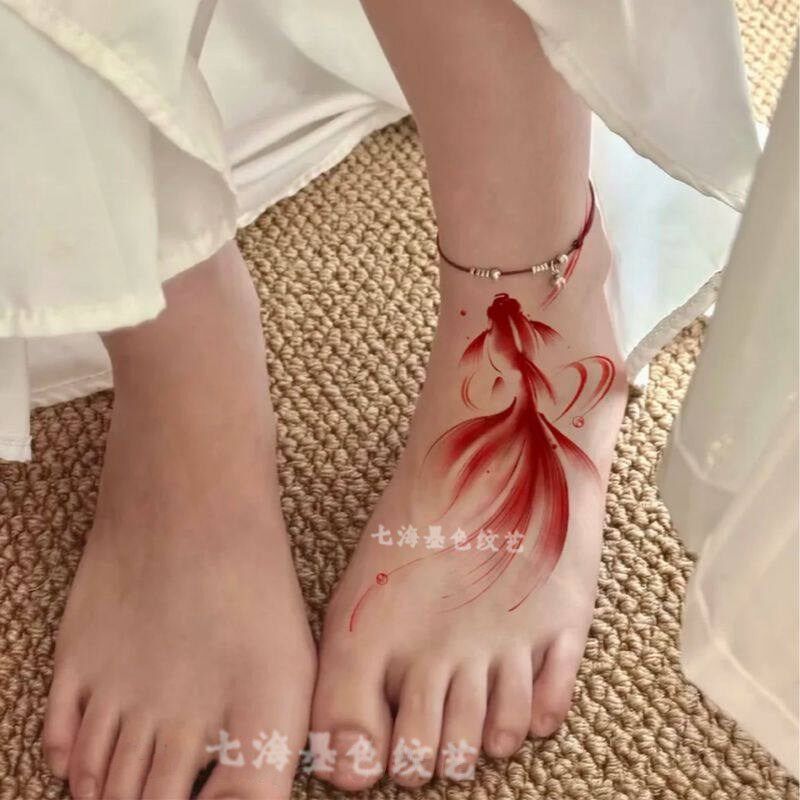 速发好运锦鲤平安彩色防水防汗唯美is手腕脚踝清新贴纸纹身贴