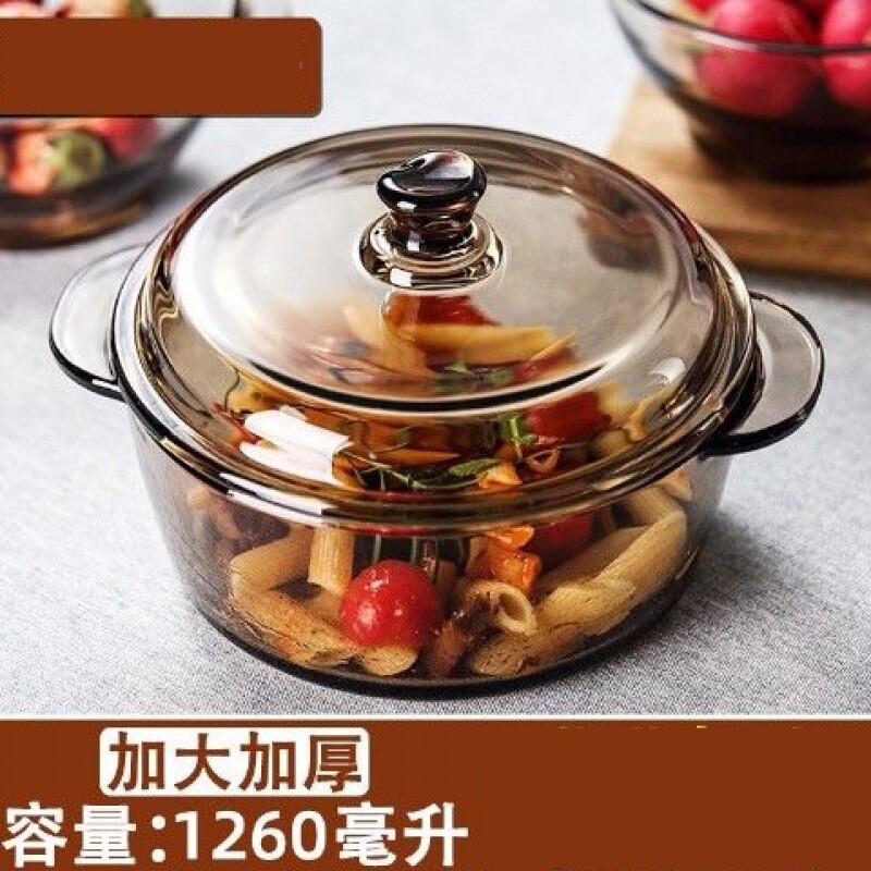 速发有盖大汤碗璃波炉专用耐热透明玻微碗泡面碗带盖汤璃碗宿舍玻