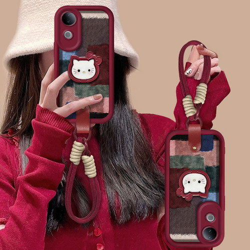 适用vivoS20手机壳S20Pro拼接KT猫S30Promini可爱卡通S19个性创意s18e支架挂绳s17硅胶保护套s16全包防摔s15e