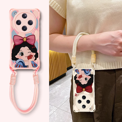 适用OPPO新款个性创意四角挂绳壳
