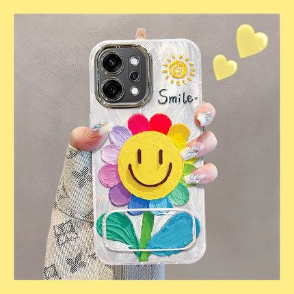 太阳花适用OPPOReno14手机壳Reno13轻奢高级12镜面支架11自带镜头膜10新款女Reno9/8Pro全包防摔7se不会撞壳