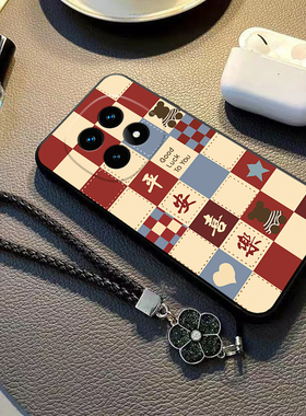 适用红米note15手机壳女14ProPlus格子暴力熊13Pro+高级感小众12Turbo可爱卡通11/10挂绳保护套radmi全包防摔