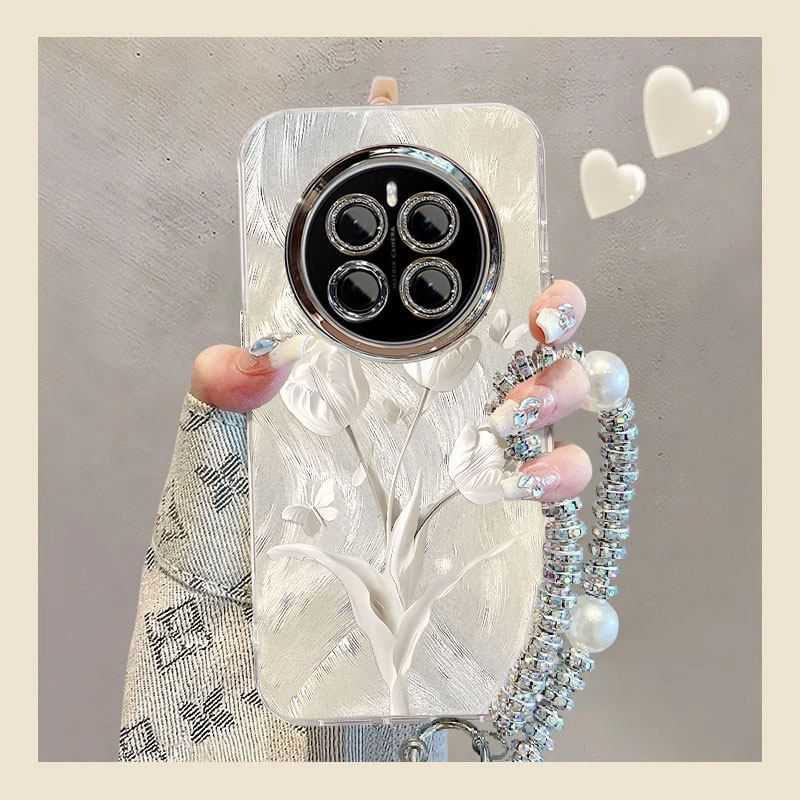 适用一加ACE5手机壳新款3白色郁金香2简约全包12防摔Pro镜头膜带支架手链11散热专用外壳透明液态硅胶保护套