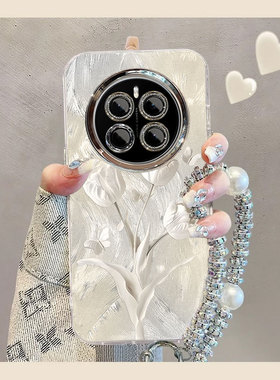 适用一加ACE5手机壳新款3白色郁金香2简约全包12防摔Pro镜头膜带支架手链11散热专用外壳透明液态硅胶保护套