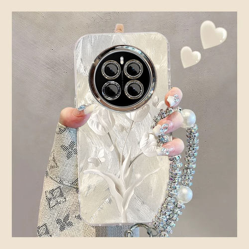 适用一加ACE5手机壳新款3白色郁金香2简约全包12防摔Pro镜头膜带支架手链11散热专用外壳透明液态硅胶保护套