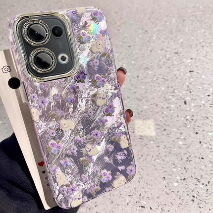 适用OPPOReno13手机壳Reno14碎花兔子12/11高级感女款10Pro+轻奢风reno9可爱卡通8/7自带镜头膜6全包防摔外壳