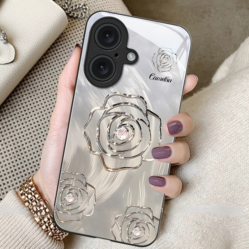 山茶花适用iPhone17手机壳16Pro全包软边15Plus防摔玻璃壳14Promax女款苹果13轻奢12高级11时尚8/7创意X外壳S,3C数码配件,手机保护套/壳,淘宝优惠券,粉丝福利购,淘宝优惠卷