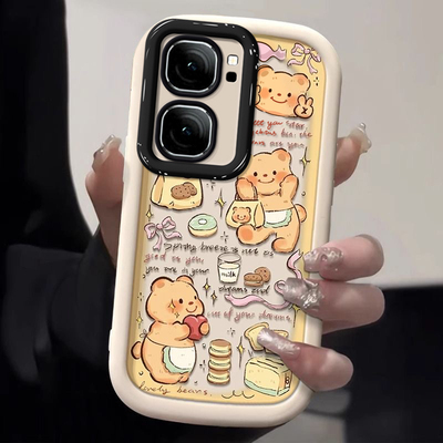 适用vivoiqooneo9pro手机壳黄油小熊可爱新款女vivoiqooneo8高级感7se防摔6se硅胶5液态3创意便携全包保护套