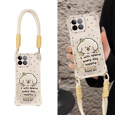 适用iQOO新款可爱卡通四角挂绳壳