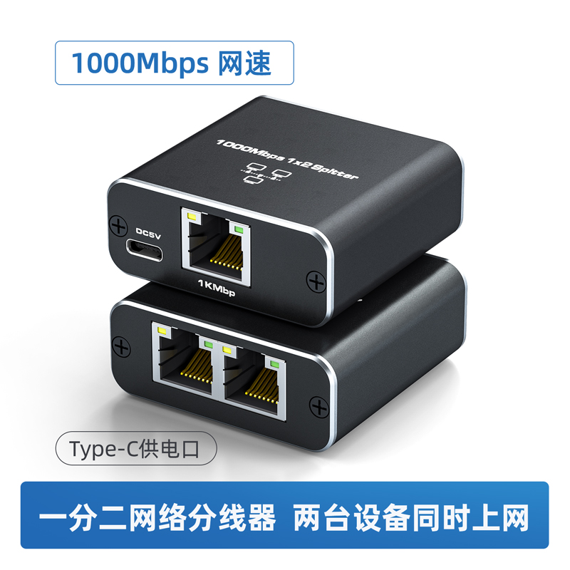 网线一分二分配器网络分线器千兆网口ip地址切换器分接器二进一出