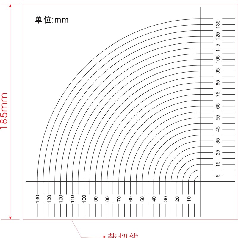 高精度R角规点规点规污点卡直径对比卡异物伤痕菲林尺软尺R5-140