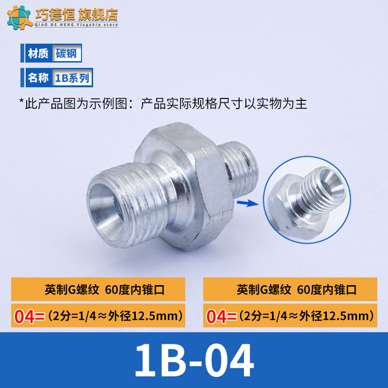 1B系列60度内锥永华标准英制G螺纹凹面喇叭口2/3/4/6分C型管接头