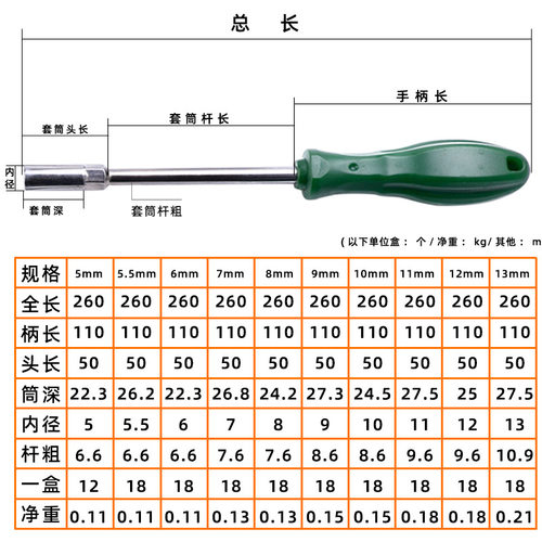 手动套筒螺丝批螺丝刀外六角套筒六角起子六角套筒扳手螺帽套筒批