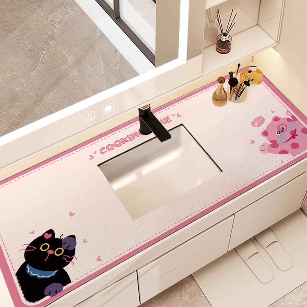 洗手台吸水垫硅藻泥沥水垫卫生间洗漱台面水龙头洗手池厨房隔水垫