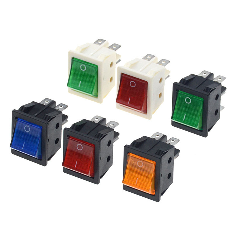 电焊机大电流翘板开关40A大功率翘板电源KCD4带灯船形四脚红绿色