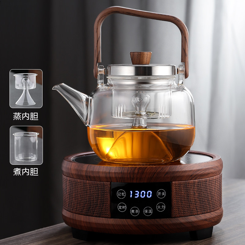 好货全玻璃蒸茶壶耐热家用泡茶提梁烧水壶白茶煮茶壶电陶炉专用煮