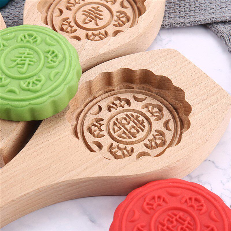 极速Wooden Moon Cake Mold Chinese Cookie Moon Cake Mold Cake