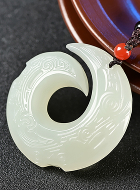 天然和田玉时来运转吊坠男士项链潮玉坠白玉平安扣女古风转运玉佩