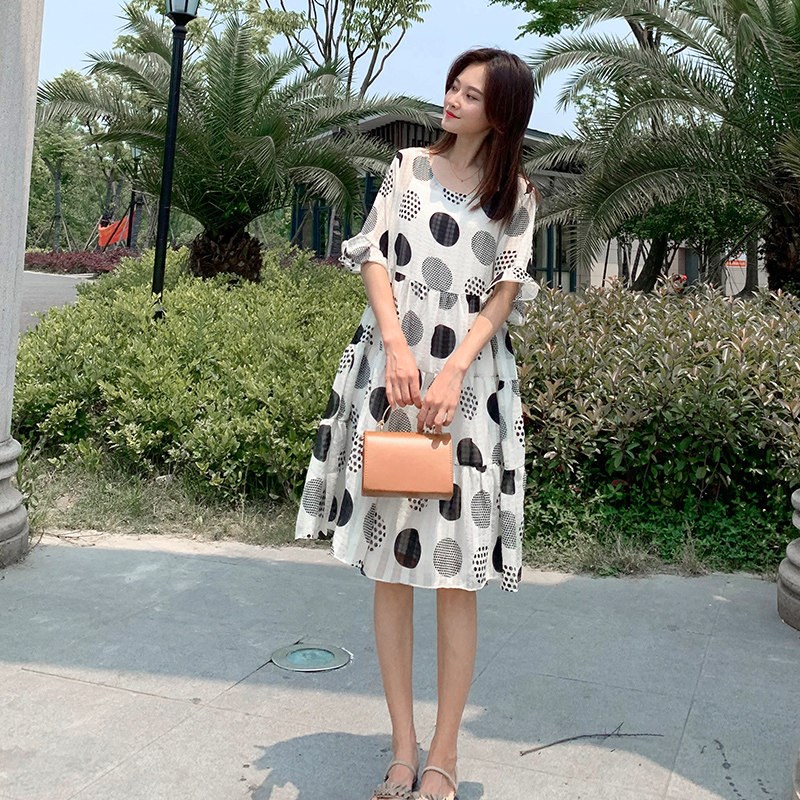 好货孕妇夏装连衣裙2025新款韩版时尚宽松大码短袖孕妇中长款裙子