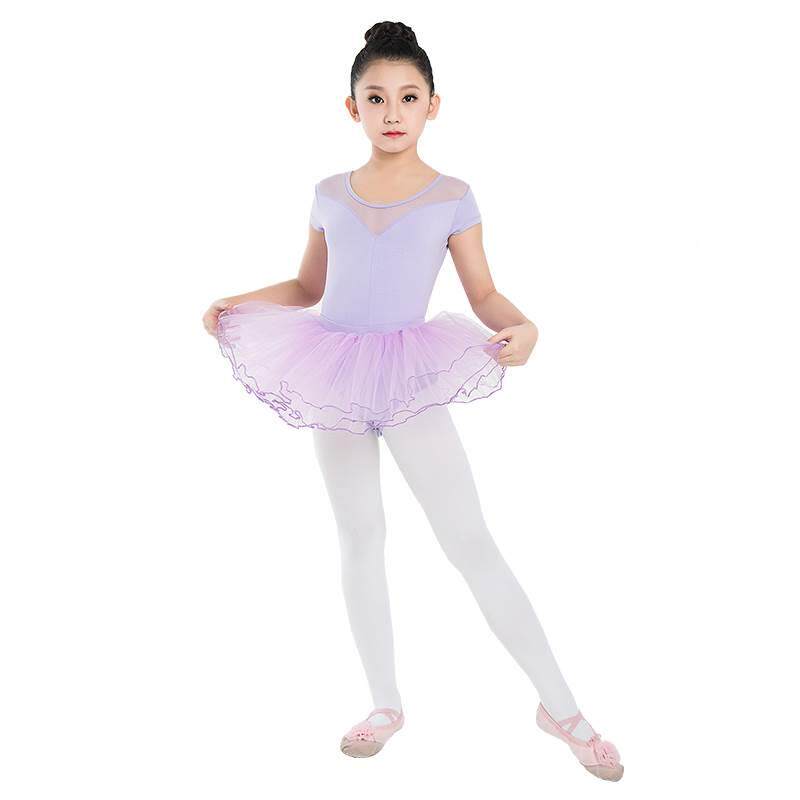 极速l儿童舞服女童短袖蹈表演服芭舞裙分体纱裙幼演儿出蕾服考级