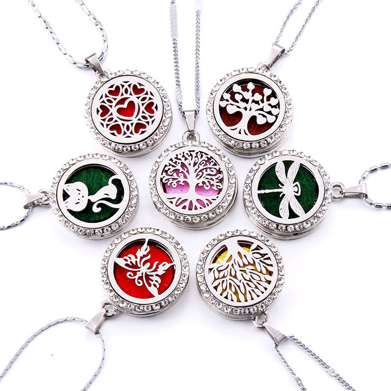 10 styles Aroma locket Necklace Magnetic Stainless Steel Aro