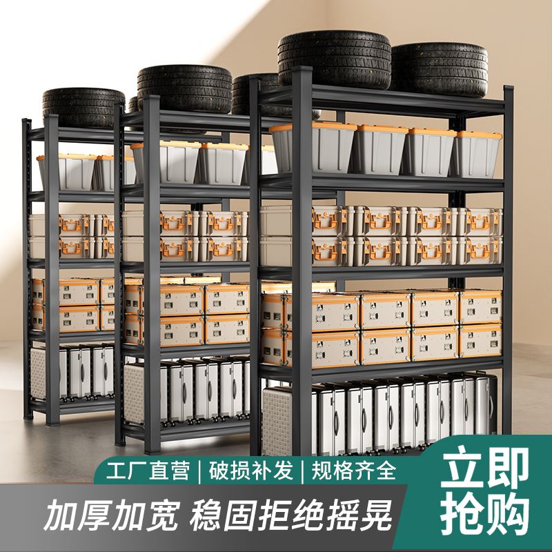 。家用仓储货架置物架多层落地仓库阳台储藏室杂物间超市钢制收纳