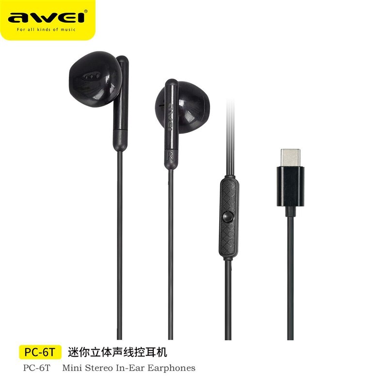 好货新AWEI用维新款TYPEC接口有线耳机PC6TPC7T HIFI音质游戏适用