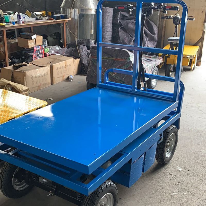 车站电动液压升降平板车 物流电动四轮手推车 仓库拉货搬运车