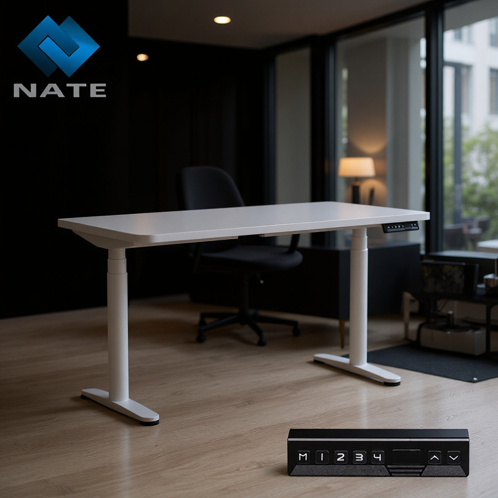 智能电动升降桌工作台家用办公电脑升降桌自动圆腿电动升降桌架腿