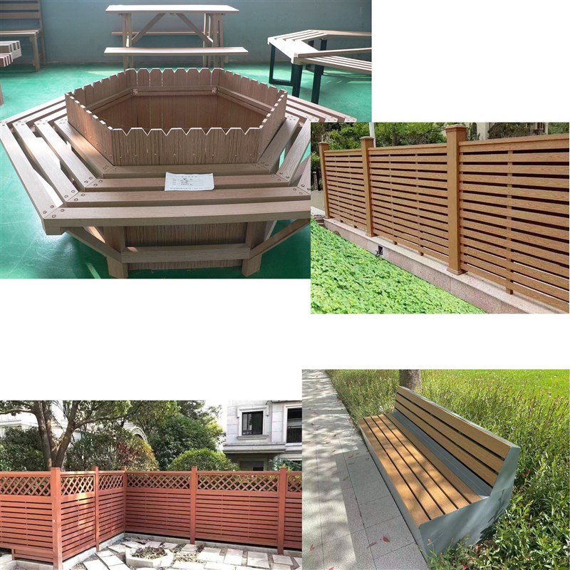 塑木薄板材围f栏花箱座椅实心立柱庭院花园护墙板户外防水露台坐