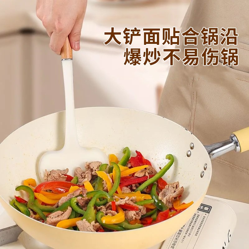 木柄矽胶蘑菇铲炒菜铲q子炒勺不沾锅炒锅勺可爱家用厨房锅铲勺子