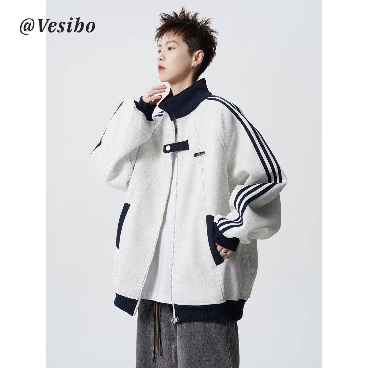 美式运动夹克男春秋季2025新款外套潮流套装学生帅气男装一套搭配