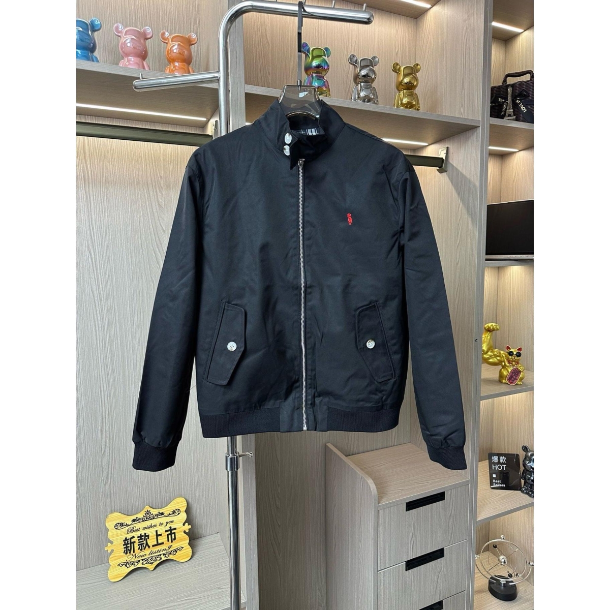 藏青色短款哈灵顿夹克外套男秋春季翻领棒球服轻熟风成熟稳重男装