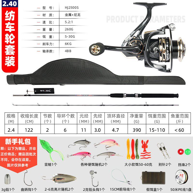现货速发玻璃钢实心路亚竿路亚套装新手打黑抛竿远投竿直柄冰钓竿