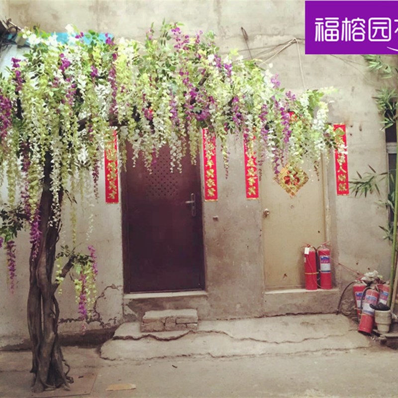 现货速发新款紫藤树花豆花串条树枝吊顶装饰假花婚庆拱门花藤套装