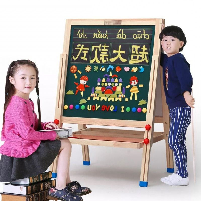 现货速发黑板家用立式儿童礼包大号实木双面画板画架学习写字支架
