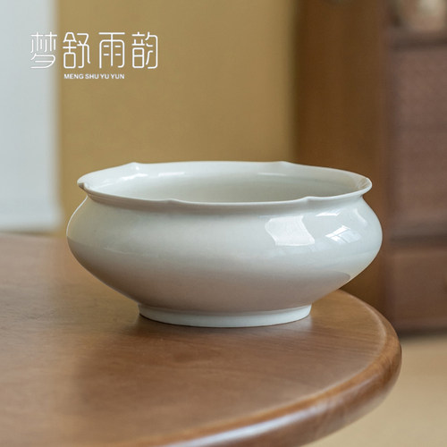 现货草木灰茶洗大号陶瓷洗杯缸建水茶盂水盂桌面R废水缸茶道零配