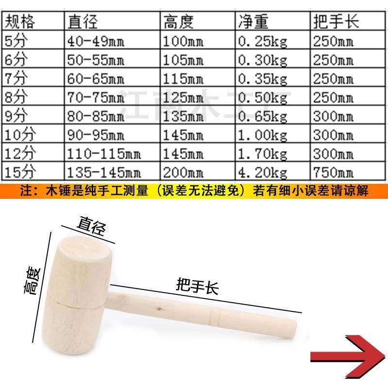 现货速发小木锤子实木按摩榔头硬木头木槌木棒木工锤木棰做糍粑用