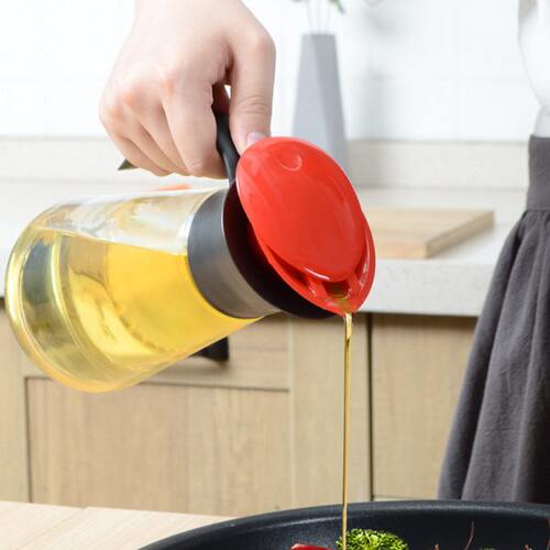 厂促日式LISSA厨房玻璃油壶家用大容量防漏油重力自动开合装油550