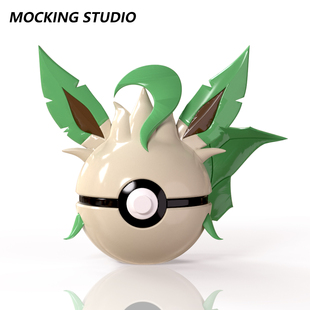 叶伊布精灵球可开关宝贝球手办GK一比一电镀喷漆磁吸模型潮玩礼物