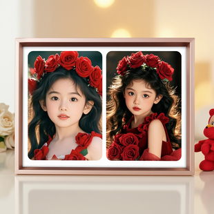 二联两宫格水晶照片相框摆台定制diy高级感婚纱照儿童洗相片制作