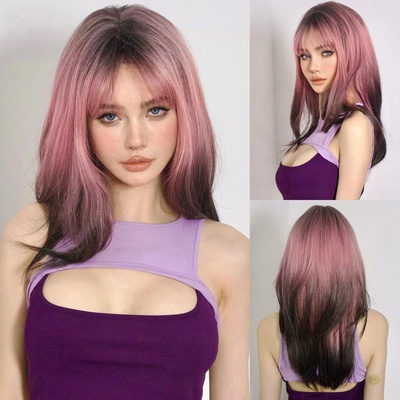 黑粉渐变假发女欧美风自然头套