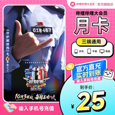 哔哩哔哩大会员月卡bilibili大会员1个月卡B站影视会员