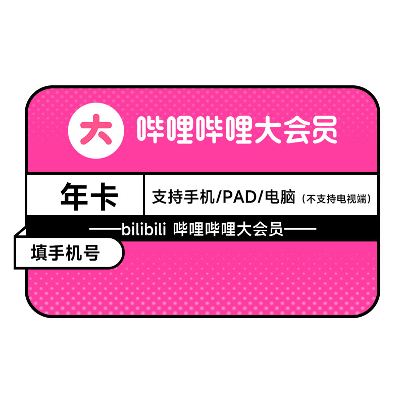 【不支持电视】哔哩哔哩大会员b站会员12个月年卡 bilibili大会员