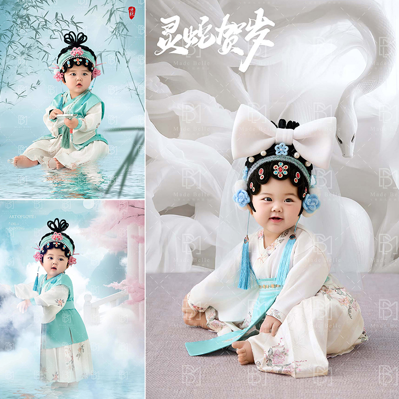 儿童摄影服装蛇年女童白蛇传白娘子青蛇影楼拍照写真艺术照周岁照