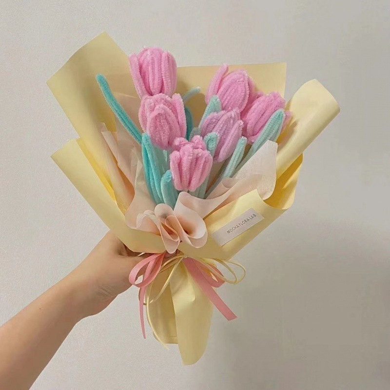 极速马卡龙加厚加密毛根q扭扭棒花束手工diy材料包彩色毛刷条发箍