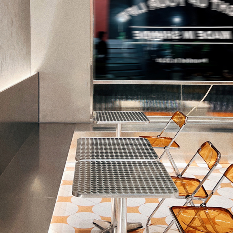 极速铝桌子咖啡桌不锈q钢小方桌洽谈桌圆桌展会桌奶茶店工业风可