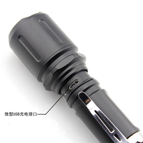 极速L2强光USB充电手电筒T6定焦防水户外迷你远R射野营铝光杯 带