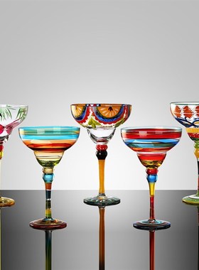 极速Handmade Colorful Cocktail cup EuropKe Goblet Cup Champa